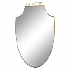 Shield form brass surround mirror